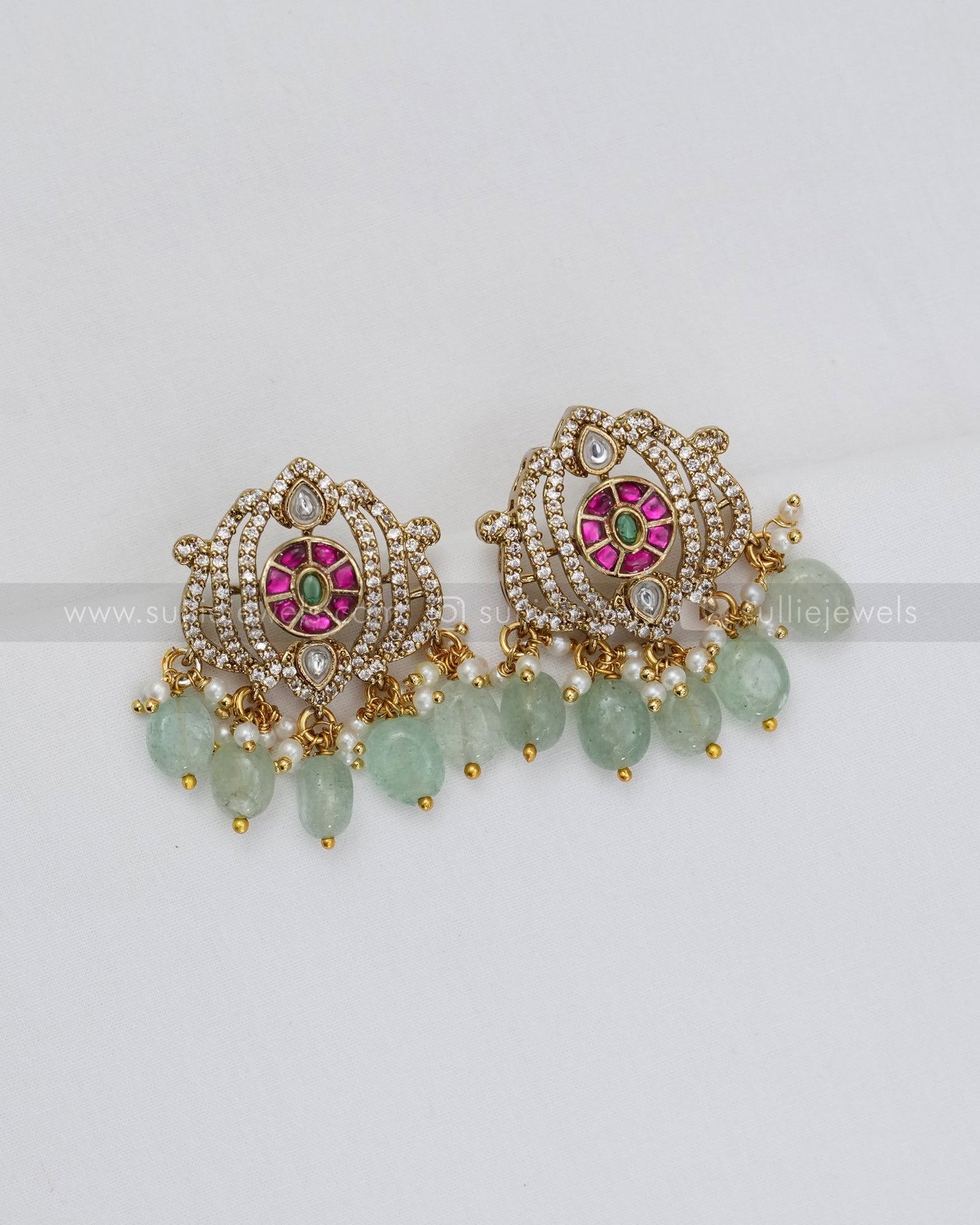 3631 - Kemp Premium AD Designer Hasli with Earring - Mint Beads