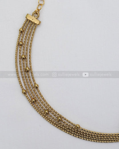3630 - Kemp Premium AD Designer Hasli with Earring - Gold Beads