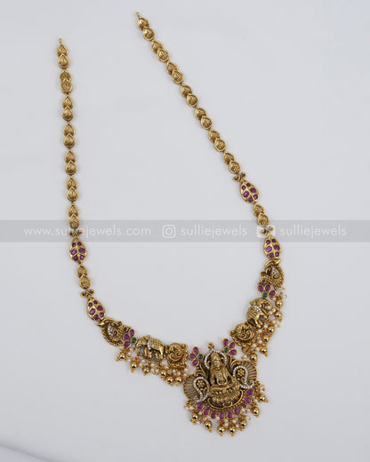 Goddess Ruby Long Chain / Haaram with Earring