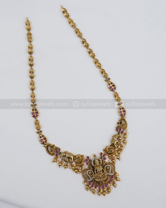 Goddess Ruby Long Chain / Haaram with Earring