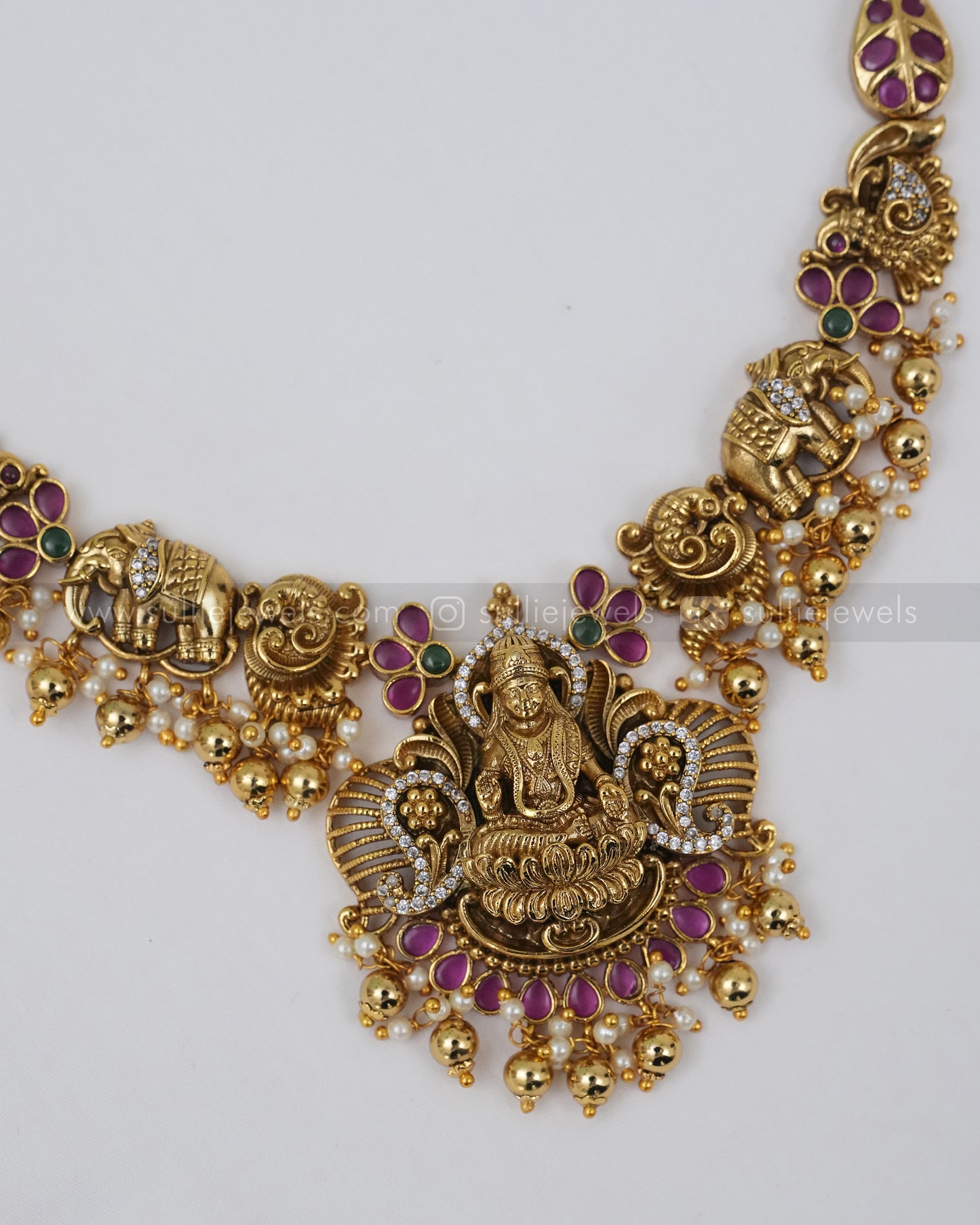 Goddess Ruby Gold Necklace with Earring