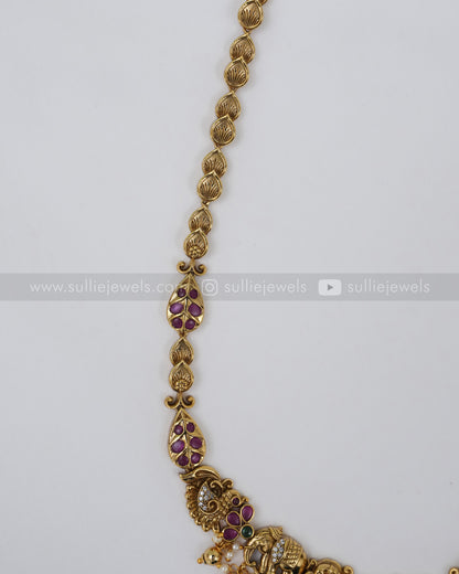 Goddess Ruby Long Chain / Haaram with Earring