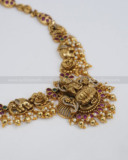 Goddess Ruby Long Chain / Haaram with Earring