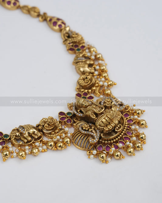 Goddess Ruby Long Chain / Haaram with Earring