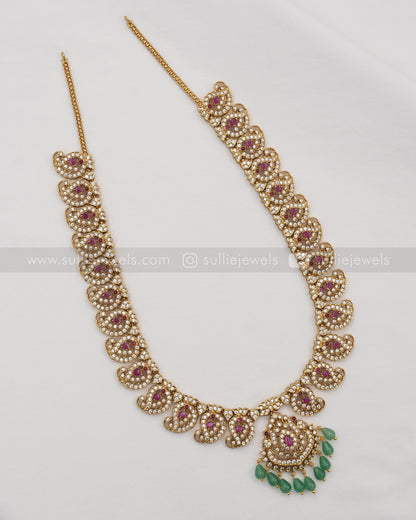 Ruby & Diamond Mango Long Chain / Haaram with Stud