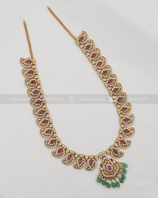 Ruby & Diamond Mango Long Chain / Haaram with Stud