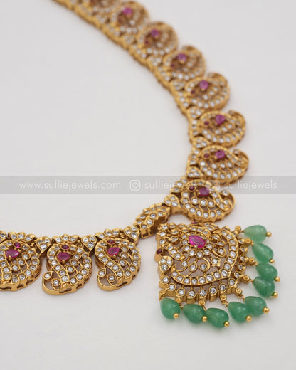 Ruby & Diamond Mango Long Chain / Haaram with Stud