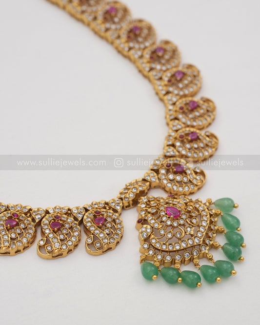 Ruby & Diamond Mango Long Chain / Haaram with Stud