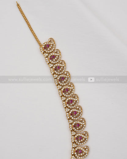 Ruby & Diamond Mango Long Chain / Haaram with Stud