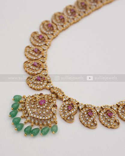 Ruby & Diamond Mango Long Chain / Haaram with Stud