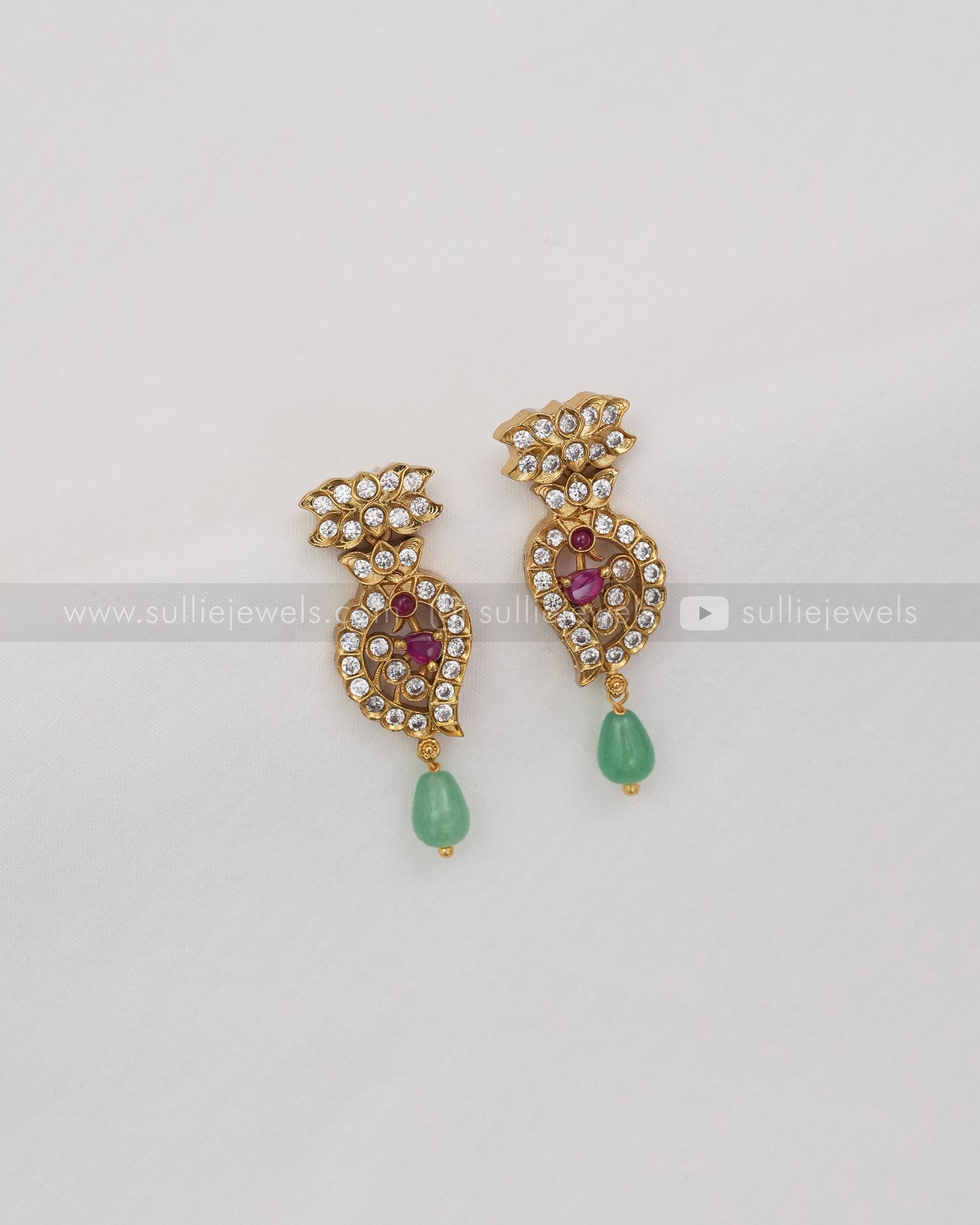 Ruby & Diamond Mango Long Chain / Haaram with Stud