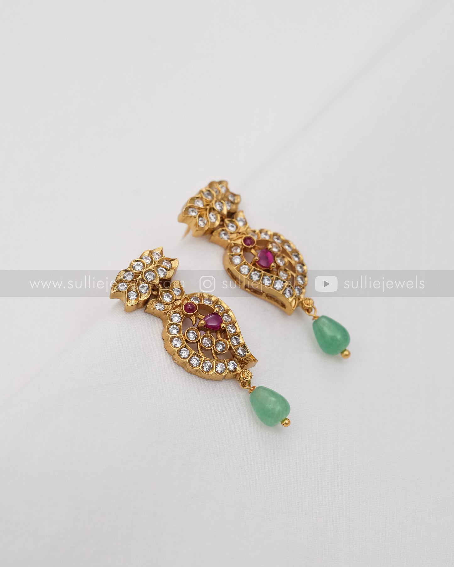 Ruby & Diamond Mango Long Chain / Haaram with Stud