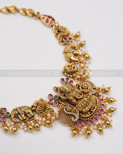 Goddess Ruby Gold Necklace with Earring