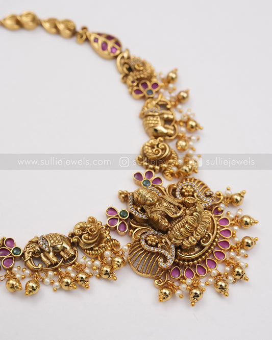 Goddess Ruby Gold Necklace with Earring