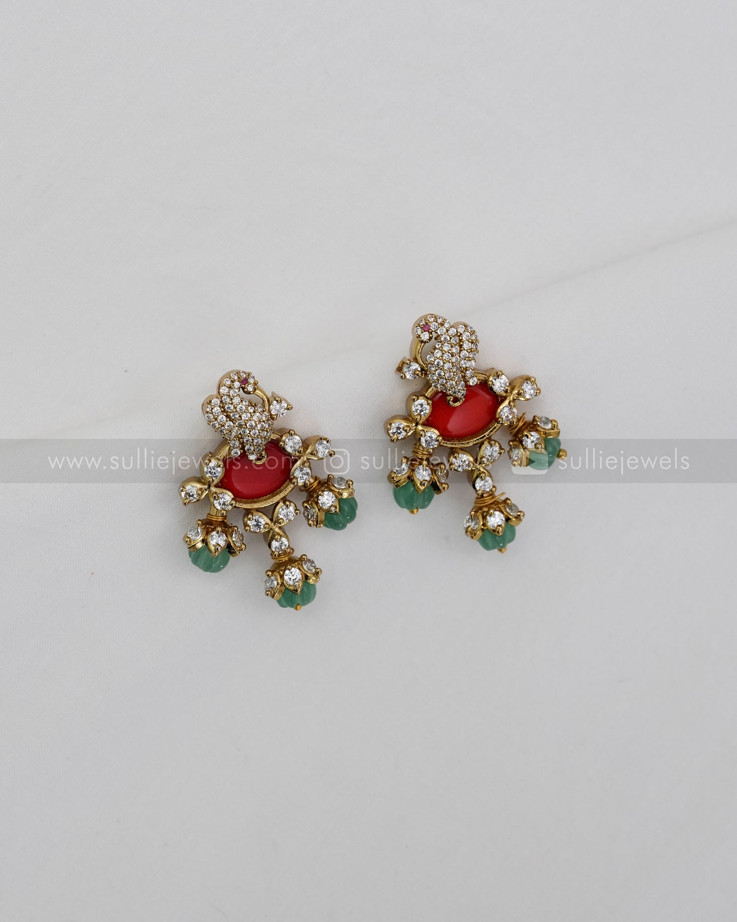 Orange Centre Stone AD Choker with Earring