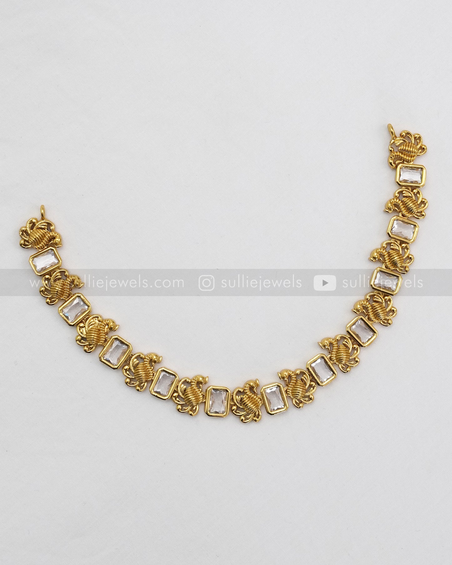 Sufi Peacock Necklace with Stud - White /Violet /Red /Green