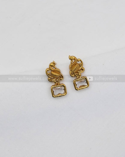 Sufi Peacock Necklace with Stud - White /Violet /Red /Green