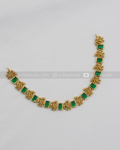 Sufi Peacock Necklace with Stud - White /Violet /Red /Green