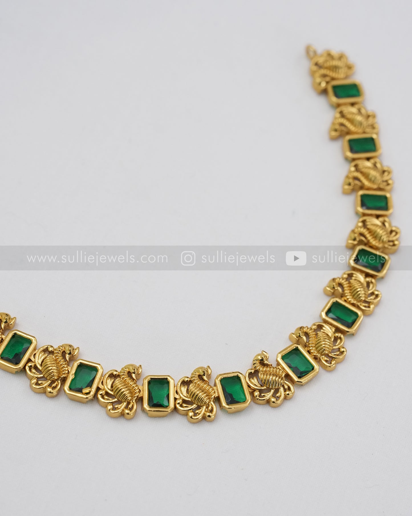 Sufi Peacock Necklace with Stud - White /Violet /Red /Green