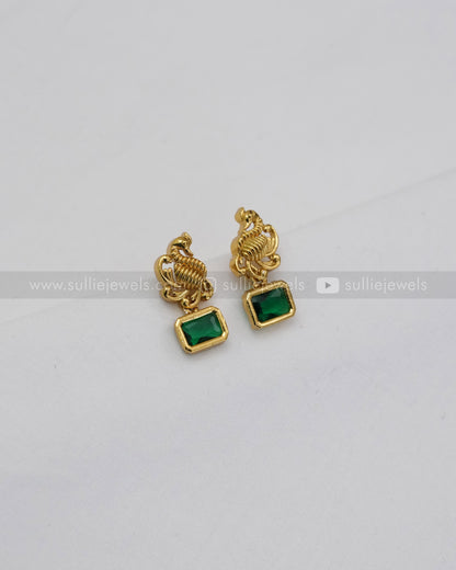 Sufi Peacock Necklace with Stud - White /Violet /Red /Green