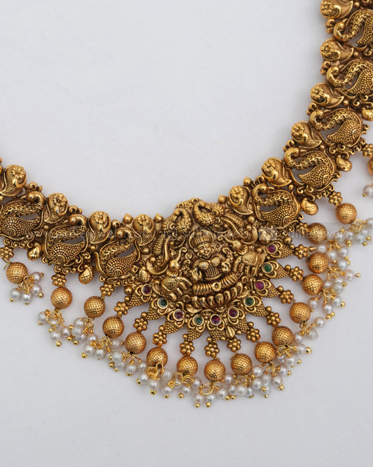 3612 - Sullie Basic - Lakshmi Peacock Copper Gold Necklace with Jhumka