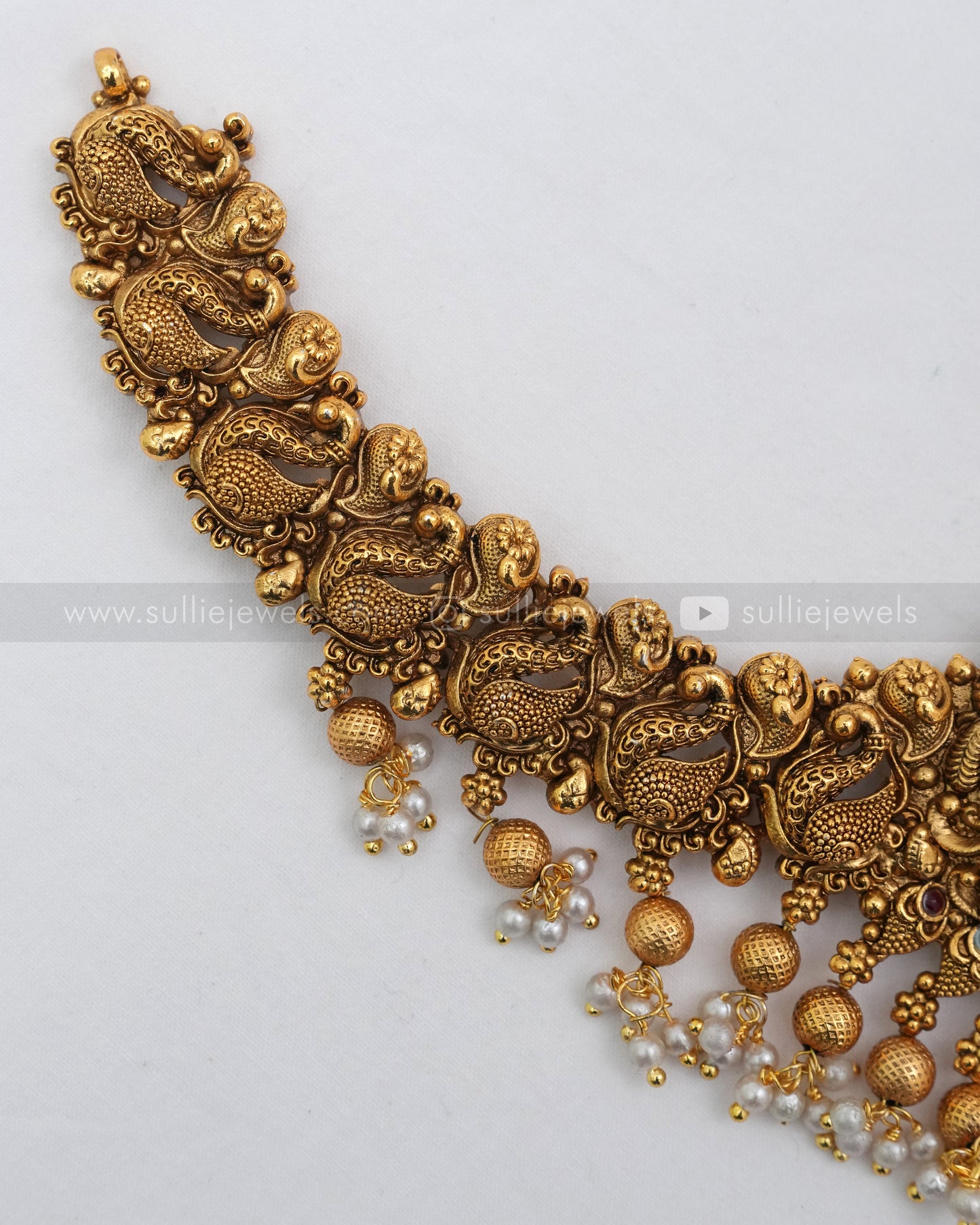 3612 - Sullie Basic - Lakshmi Peacock Copper Gold Necklace with Jhumka