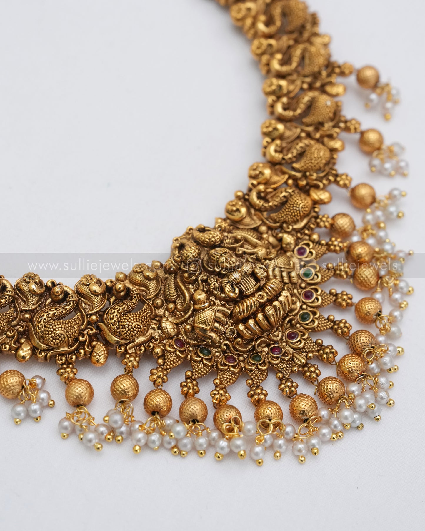 3612 - Sullie Basic - Lakshmi Peacock Copper Gold Necklace with Jhumka