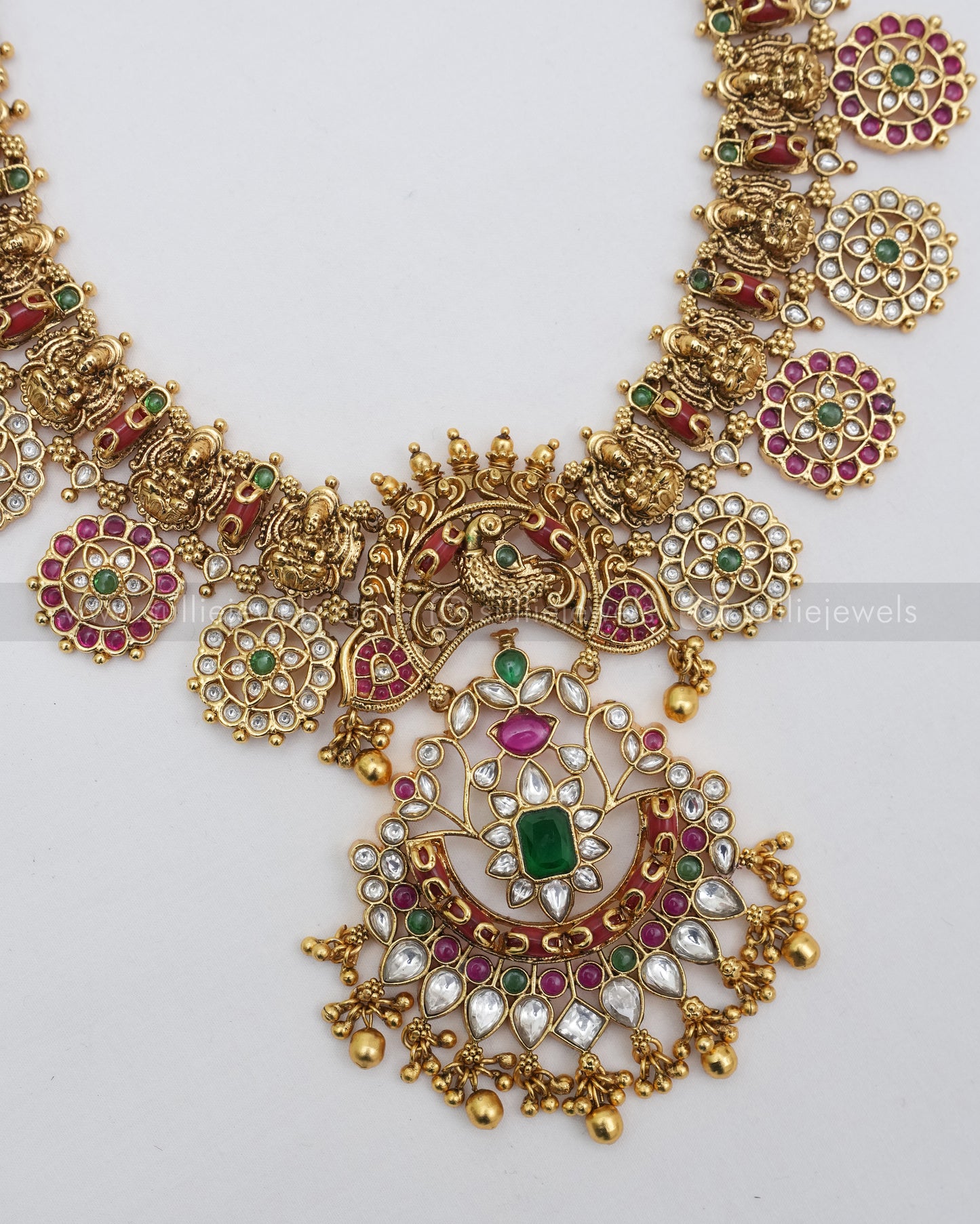Lakshmi Coral Stone Long Chain / Haaram with Earring