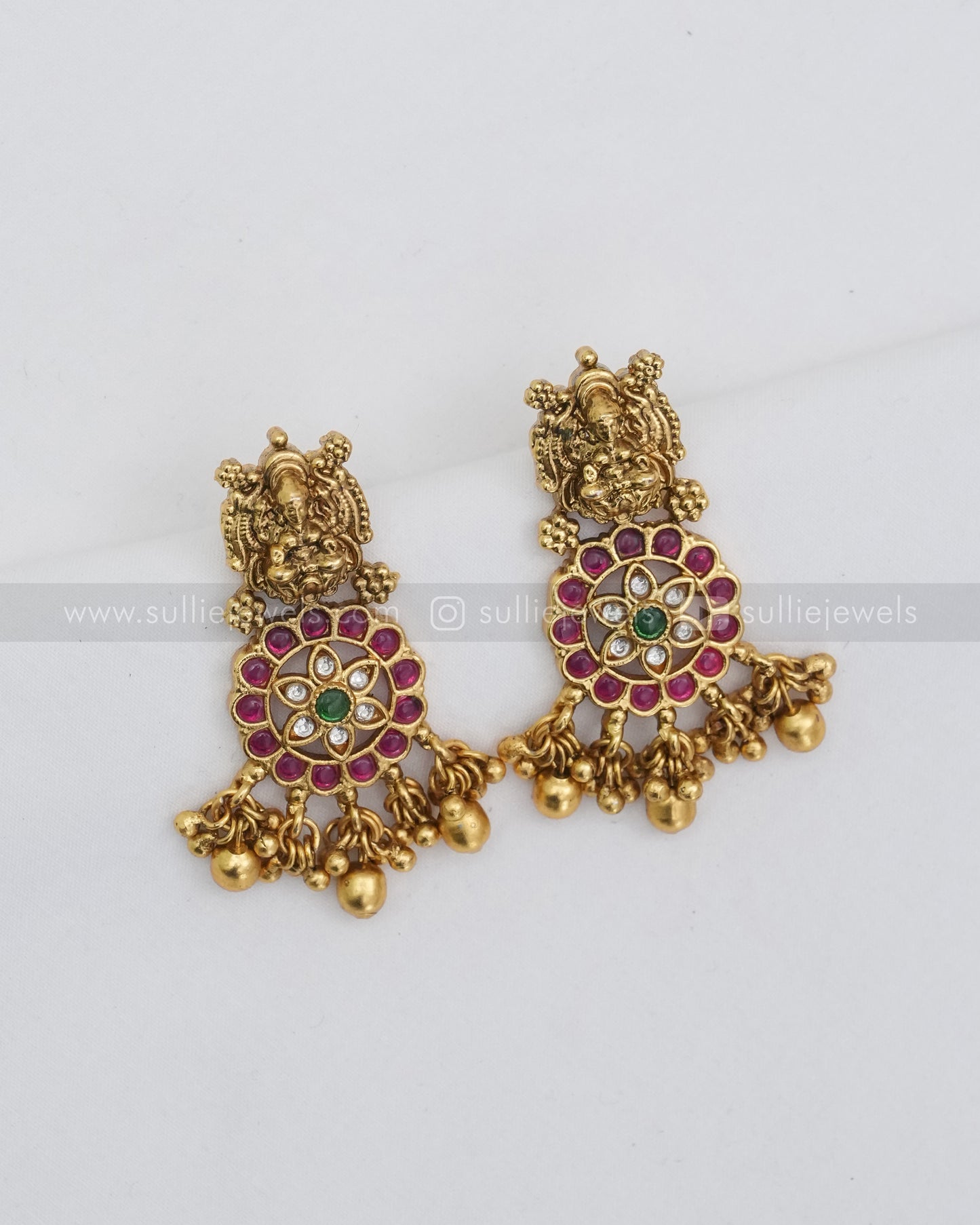 Lakshmi Coral Stone Long Chain / Haaram with Earring