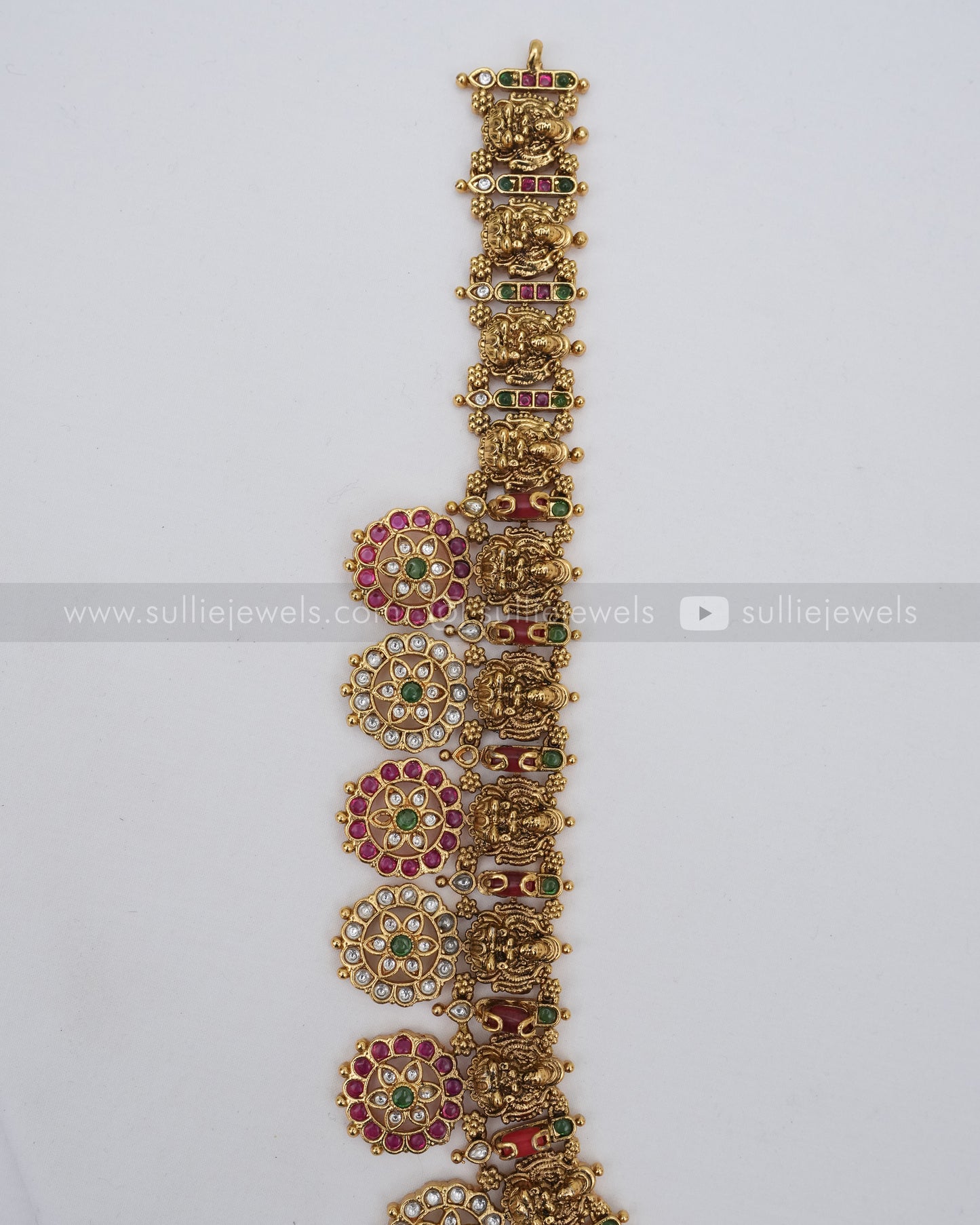 Lakshmi Coral Stone Long Chain / Haaram with Earring