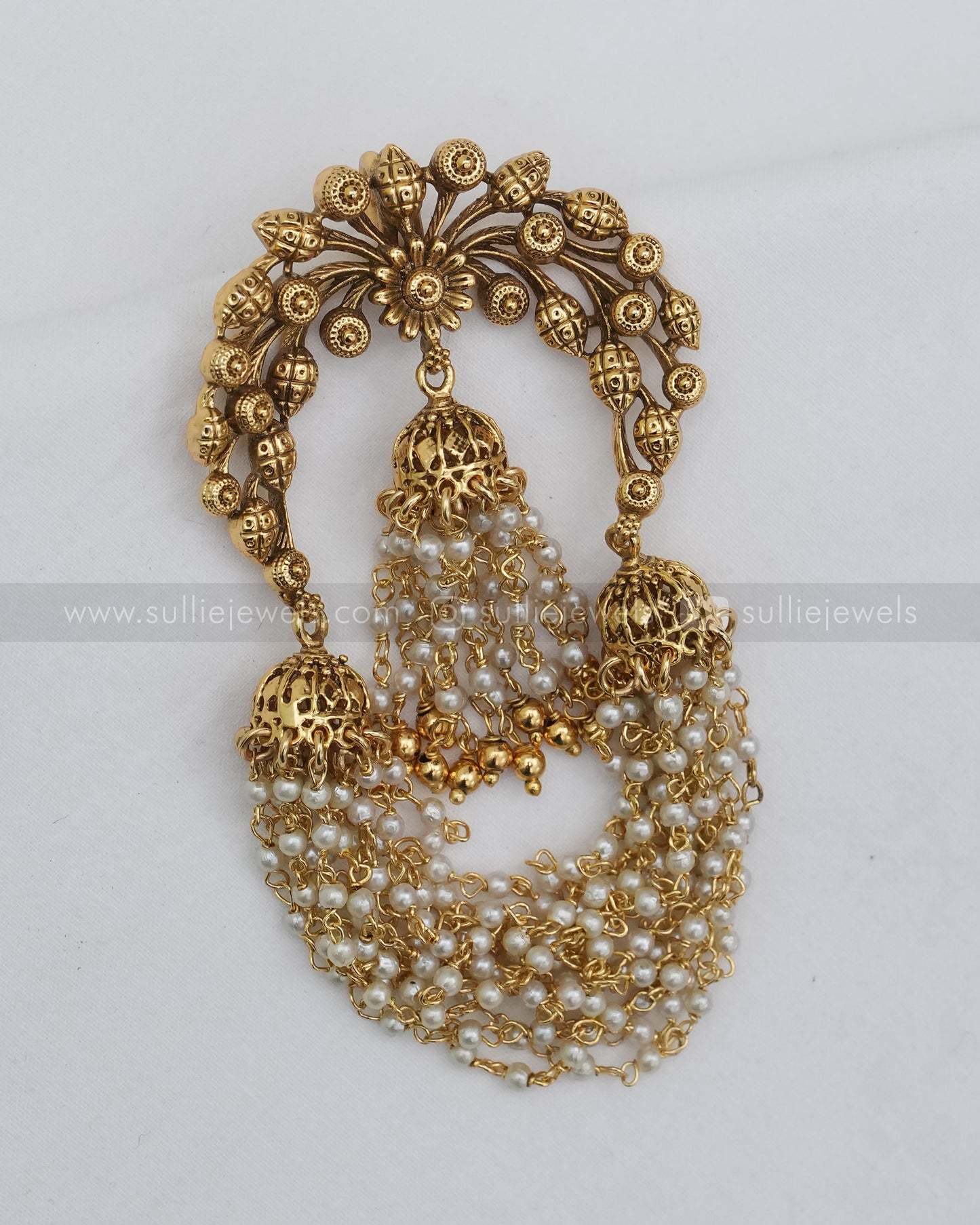Floral Pearl Designer Hair Brooch - No Idol