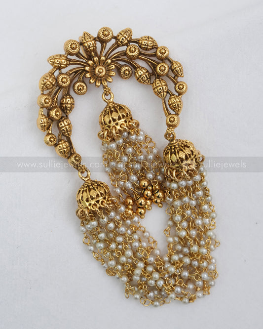 Floral Pearl Designer Hair Brooch - No Idol