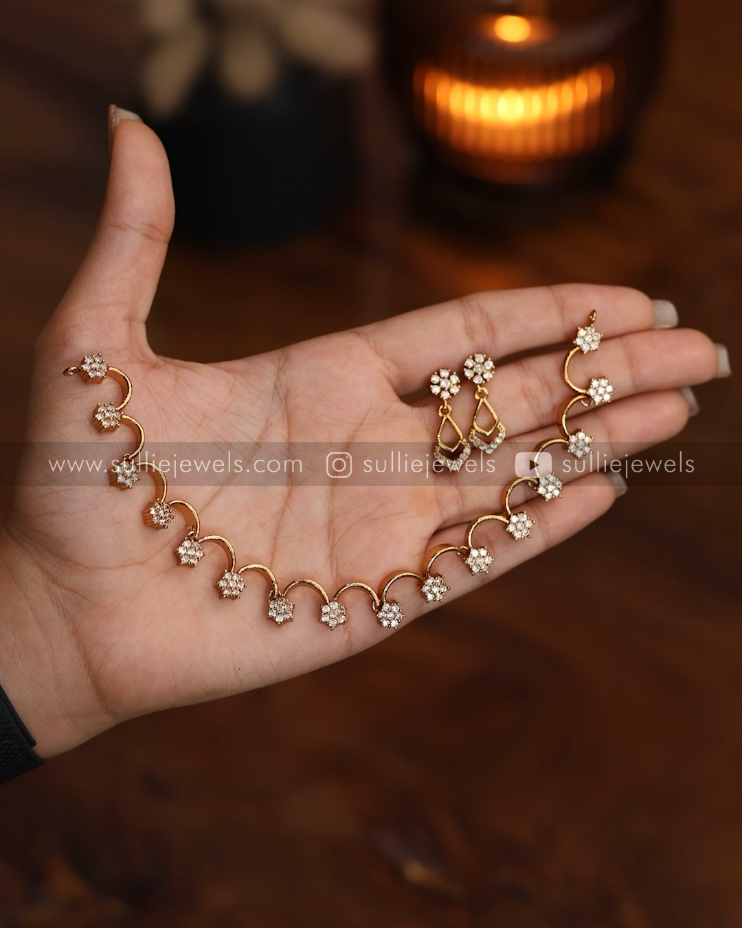 Diamond Inverted U Necklace Set